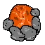 A burning orb mantled in rocks.